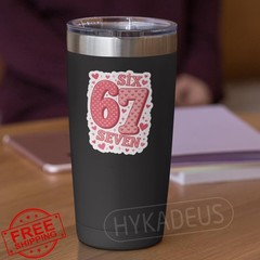 HYKADEUS 67 Stickers Valentine Pink 3×2.3″