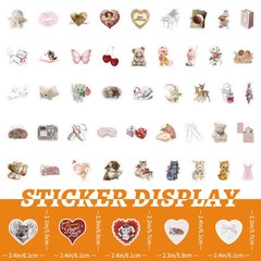 Valentine Flowers Bear Kittens Swan Heart Tickers Scrapbook Card Journal Craft