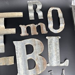 Huge Lot 40 Tin Aluminum Metal Letters Symbols Assortment Craft Rustic Brutalist