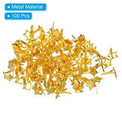 8 x 10 mm Brads for Paper Crafts, 100 Pcs Metal Star Paper Fastener, Gold