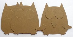 {3} OWLS – Bare Chipboard Die Cuts Embellishments – 4 1/2″ inches