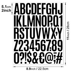 Waterproof Letter Stickers 2 Inch, 1000 Pcs Vinyl Labels, Address Signs, Black