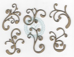 Scrapaholics Laser Cut Chipboard 1.8mm Thick Flourish Bits, 6/Pkg, 1.25X2