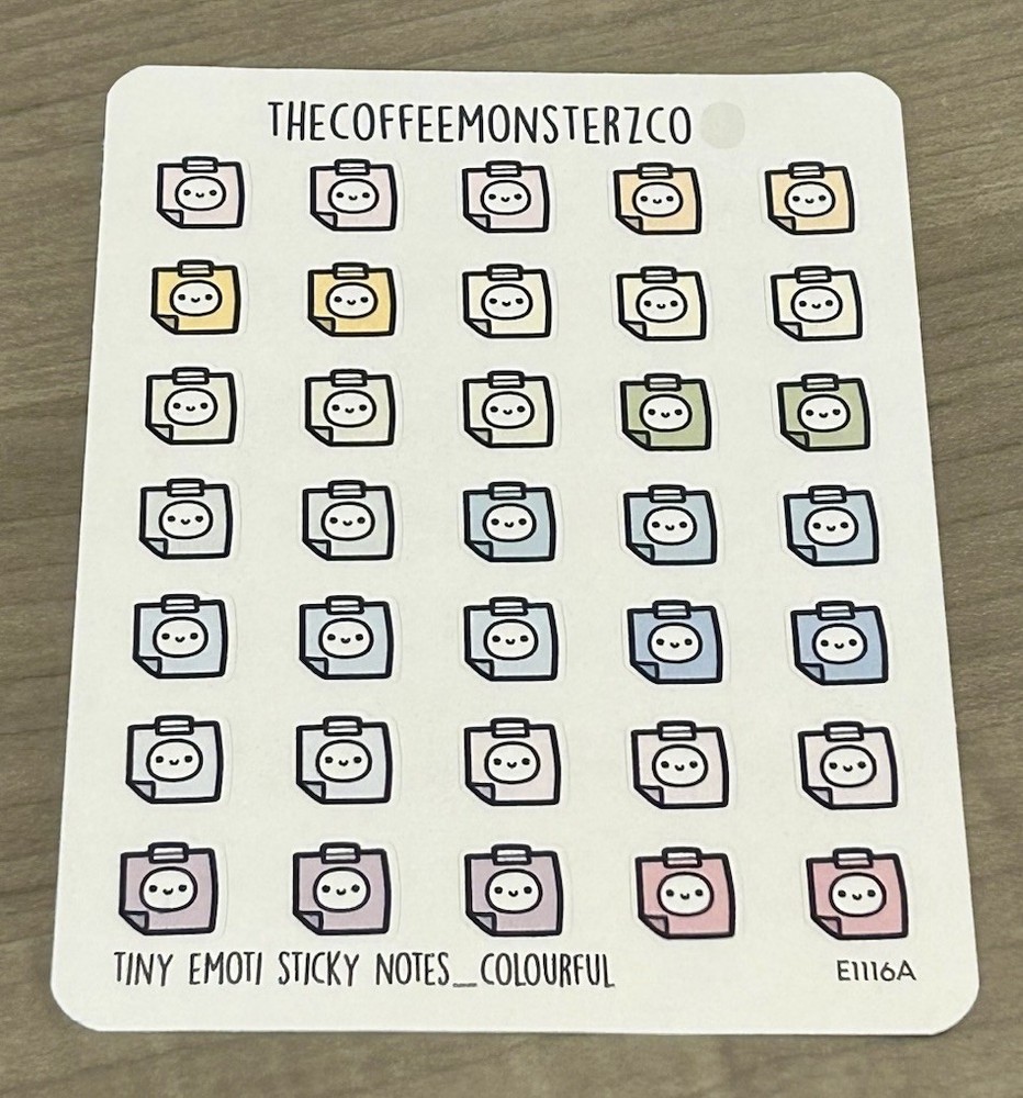 TheCoffeeMonsterzCo Emoti Sticky Notes Colourful Sticker Sheet TCMC Stickers