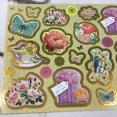 Easter Spring Floral Hummingbird Butterfly Scrapbooking Stickers Lot Of 2 Sheets