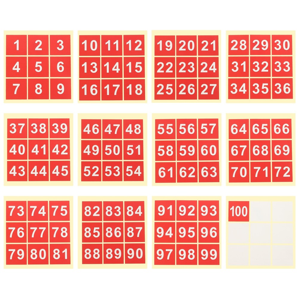 2″ Consecutive Number Stickers, 1 Set Self Adhesive Number Decals, Red