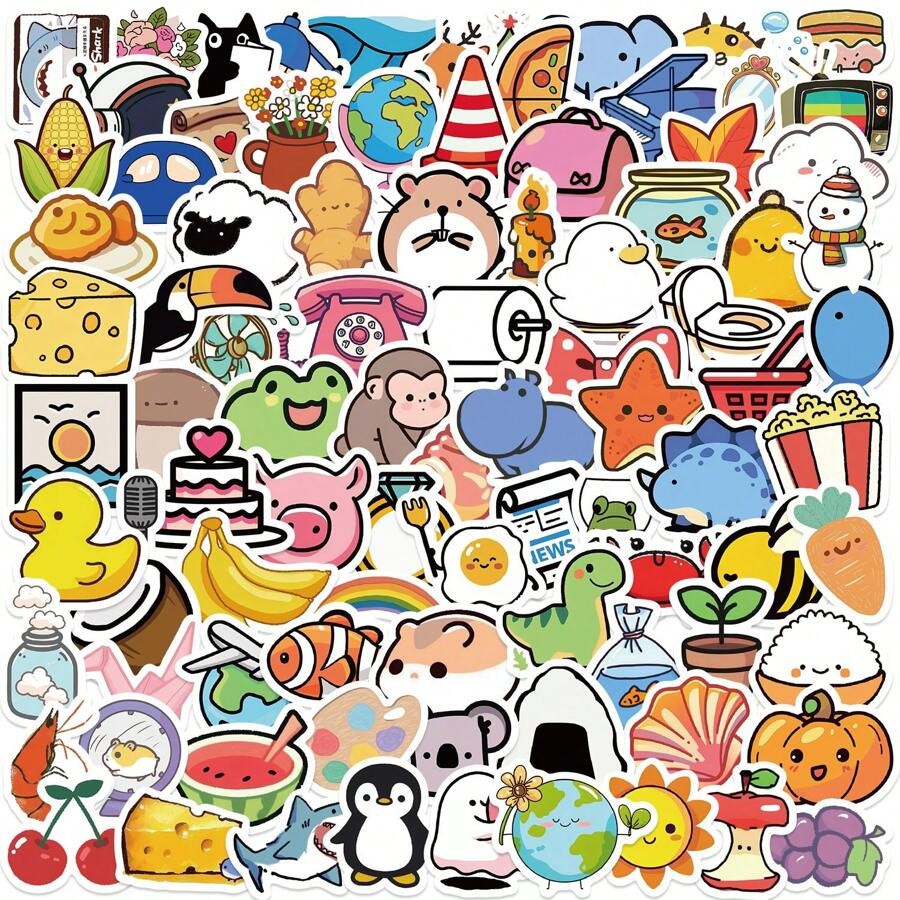 100 PC Kids Cartoon Characters Stickers for Water Bottles Teacher Prizes Vinyl
