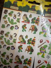 NEW RARE LOT OF 3 FRANKLIN THE TURLE SANDYLION STICKERS- FUZZY GREAT CONDITON