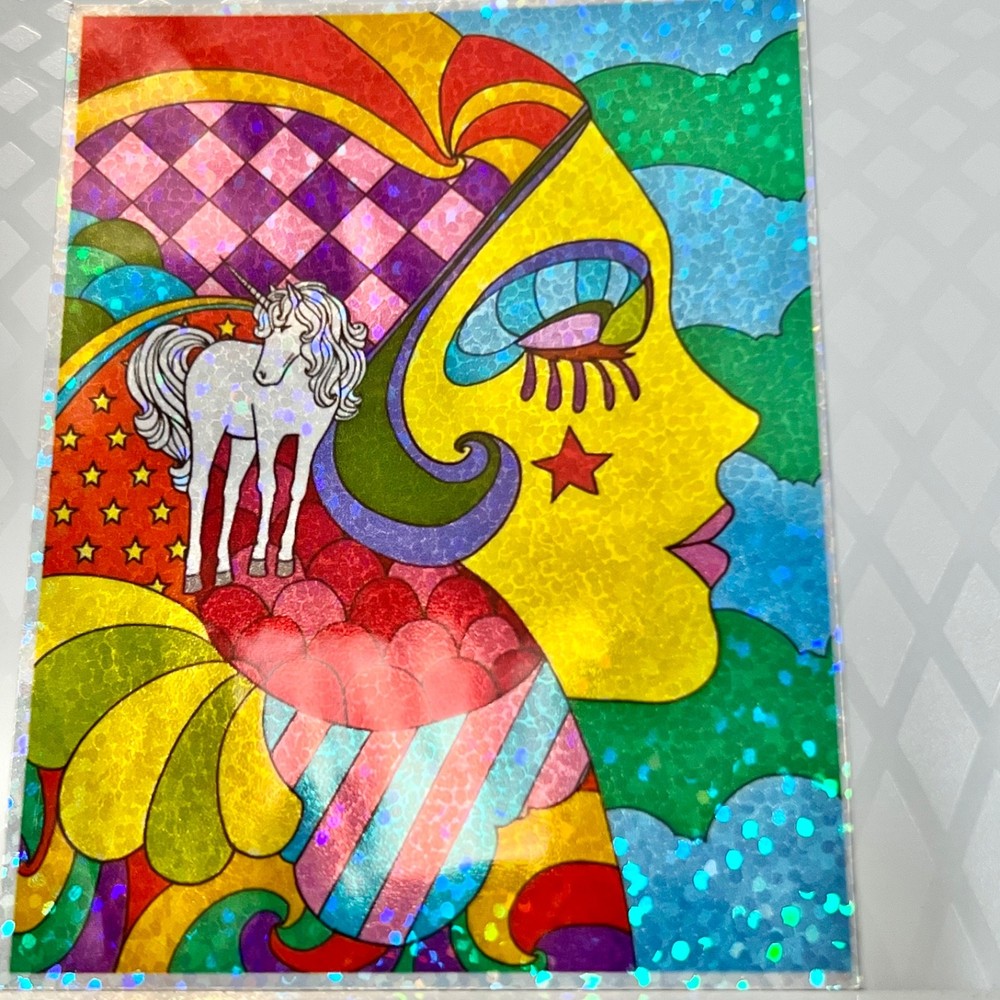 Psychedelic Unicorn Prism Sticker Retro 70s Pop Art Surrealist Decal