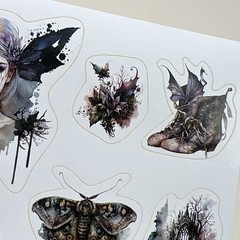 Dark Goth Fairy Stickers Halloween Junk Journal Collage Scrapbooking