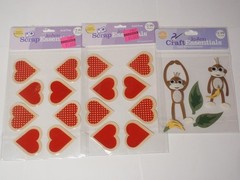 Lot JoAnn Essentials Scrapbooking Craft Items: Heart Stickers, Rub On, 3D Embell