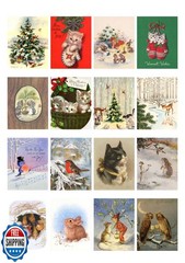 Decoupage Paper Pack (35 Sheets 6″x8″) Kittens Love Christmas FLONZ Vintage S
