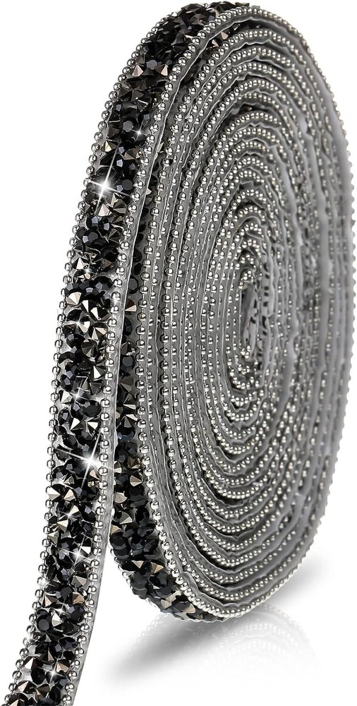 1X 108″ x 0.4″ Black Bling Rhinestone Crystal Diamond DIY Decor Sticker Decal #C