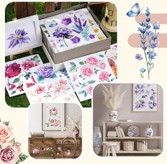 Floral Rub on Transfers: 12 Sheets for Vivid Craft and Home Decor, 5.5×5.7 Inch