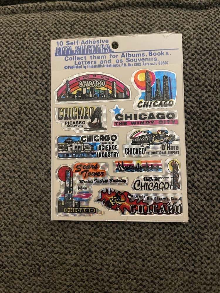 Chicago Illinois Vintage Prism “City Stickers” 1 Sticker Sheet New Sealed