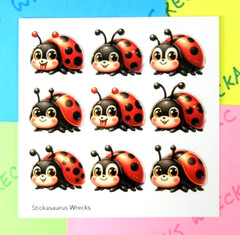 Cute Lady Bugs Sticker Sheet
