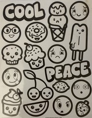 READY TO COLOR Stickers(18pc) Food•Cherries•Ice Cream•Faces •Cupcake•Card Making
