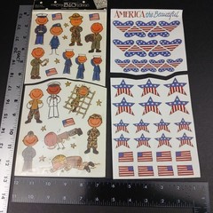 MAMBI Military Kids SP-173 & America the Beautiful SR-159 Stickers Textured