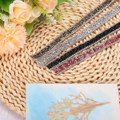 1 Yard 15mm Crystal Rhinestone Diamond Hotfix Ribbon Black Gray