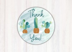 60 THANK YOU CACTUS THEME LABEL STICKERS 1.5″ ROUND CIRCLE ENVELOPE SEALS
