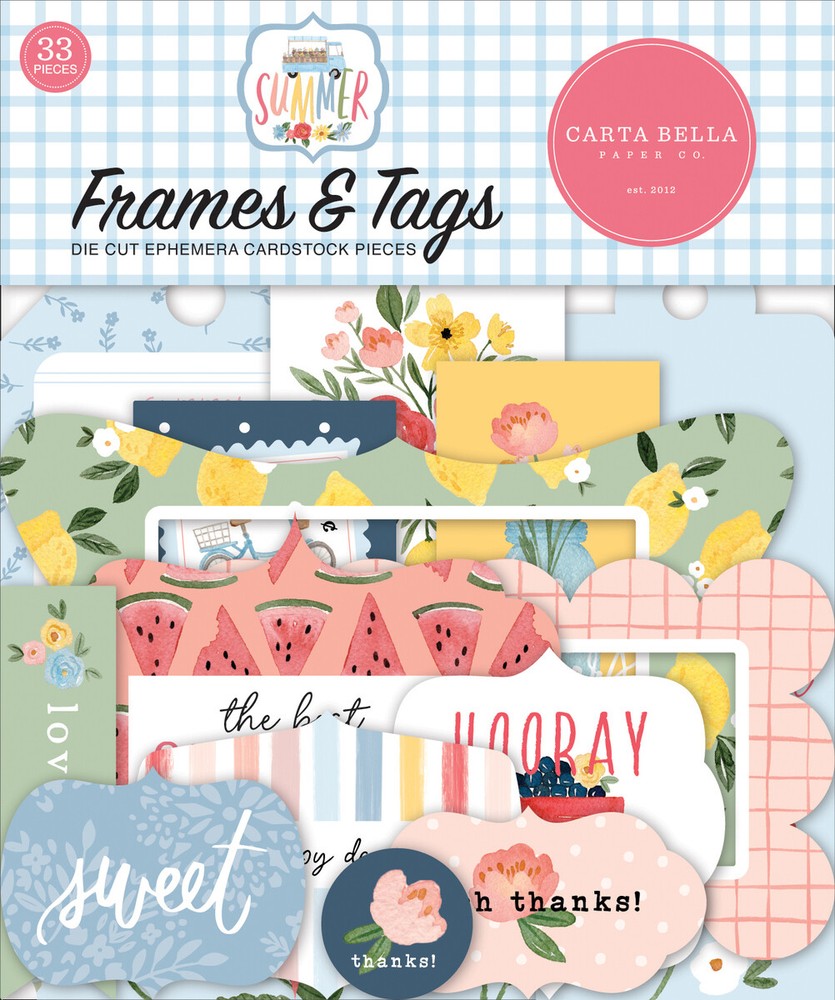 1 Pack Carta Bella Paper SUMMER Frames & Tags Die-Cut Ephemera