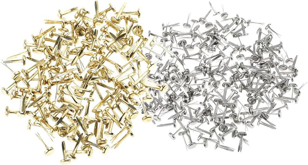 Mini Brads 50 Pcs Glod 50 Pcs Silver round Metal Paper Fasteners for Art Craft H