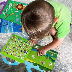 Reusable Sticker Books for Kids, 2 Sets Travel Removable Toddler Sticker Books..