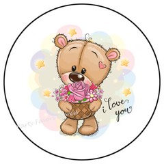 30 ADORABLE I LOVE YOU BEAR ENVELOPE SEALS LABELS PARTY FAVORS STICKERS 1.5″
