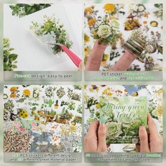 Flower Sticker Material Junk Journal Green V1M33442