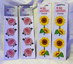 NEW Vintage Mrs. Grossman’s Lot of 4 Packages ~ ROSES & SUNFLOWERS ~ Stickers