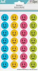 (112 pc) Smiley Face Stickers 4 Sheets 1 inch Classroom Scrapbooking Asst. Color