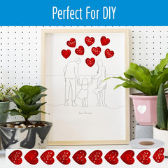 500 PCS Holographic Red Heart Stickers, Sparkly Metallic Heart Sticker Self Adhe
