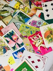 Mixed Lot 75 Random Playing Cards Ephemera Junk Journal Paper Craft Most Vintage