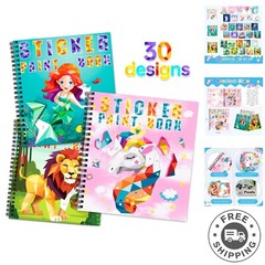 Colorful 3PCS Sticker Paint Books: Unleash Creativity with Unicorns & Mermaids