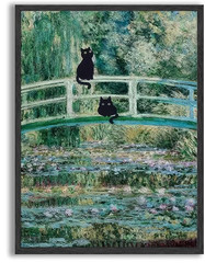 USA Veteran Made Funny Black Cat Wall Art Set of Six Vintage Monet Matisse Art
