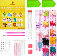 Sinceroduct Sparkling 5D Diamond Sticker Kit for All Ages, 64 PCS Cute Animals &
