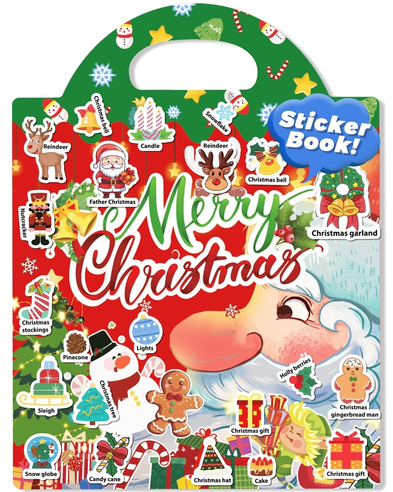 Reusable Christmas Sticker Book for Kids Toddlers Boys Girls Xmas Stickers