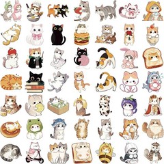 50PCS Cute Cat Stickers for Kids, Kawaii Kitten Stickers for Water Bottle