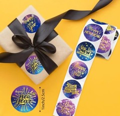 100 Happy New Year ASSORTED 1″ STICKERS LABELS SEALS Holiday Party Favor