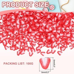 Polymer Clay Slices, 100g Strawberry Triangle Slice Fruit Art Slices, Red