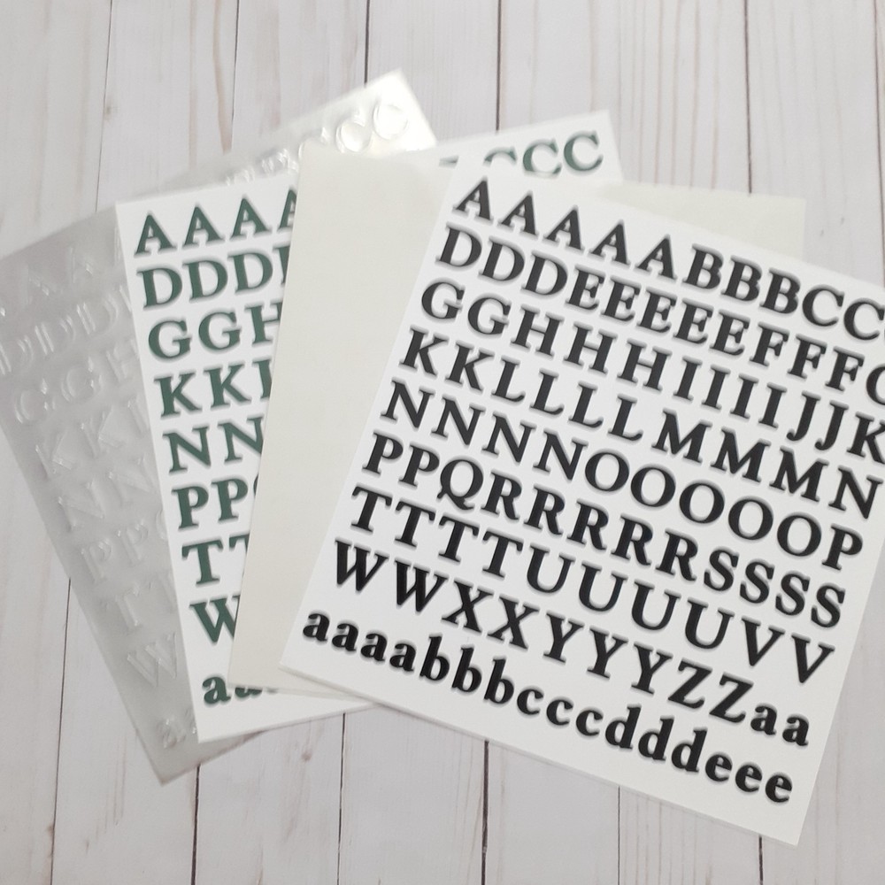 Creative Memories ABC/123 Stickers – Set of 4 in Black/White/Green/Silver