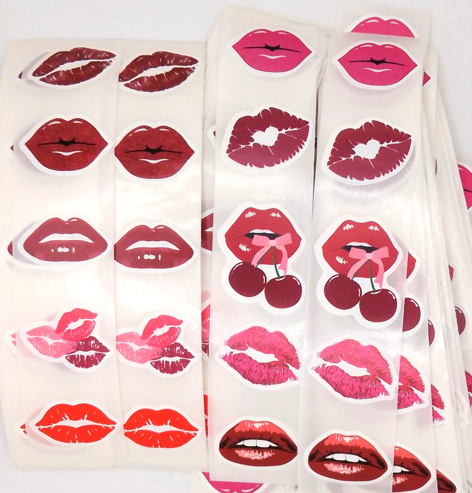 30 Red & Pink Mouth/Lip Stickers/Scrapbooking/Planners/Crafts/Journals/0.5″ x 1″