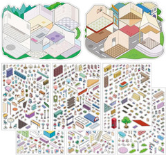 2 Set Large DIY Miniature Landscape Sticker Set 9.7 X 7 Inch, over 500 Pieces