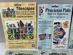 Mixed Lot Rub On Transfers Christmas Bears Angels Tiles Gardening Country NEW