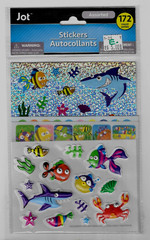 MERMAID & OCEAN LIFE STICKER SHEET SET 163 pc PUFFY glitter OCTOPUS clam CRAB #1