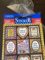 Vtg Carlton Cards Stickers 2 Sheets Friends Forever 90s Y2K Novelty Print Whimsy