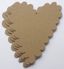 {4} SCALLOP HEARTS – Raw Bare Unfinished Chipboard Die Cuts Embellishments