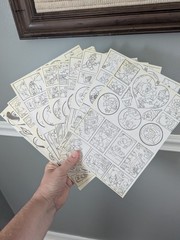 Vintage 80s Color Your Own Stickers Sheets Lot Of 13 Pgs Rainbows Bears Unicorns