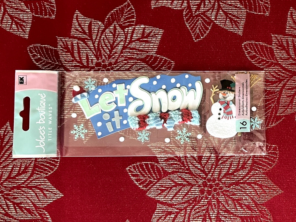 RARE VINTAGE LET IT SNOW JOLEE’S CHRISTMAS 3D TITLE STICKER – SNOWMAN TOP HAT