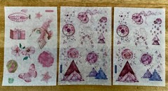 Large Lot of Stickers, Temporary Tattoos/Transfers, & Stencils, Plastic Snap Bin